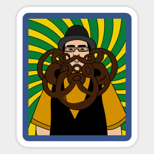 Crazy Long Beard Hipster Sticker